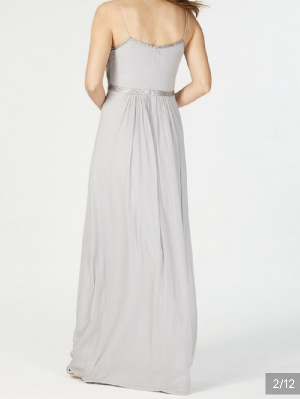 Adrianna Papell Silver Beaded Spaghetti Strap Maxi Dress..size:6 - Picture 2 of 12